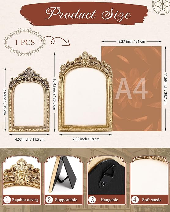 Jewelry Display Stand Vintage Necklace Organizer Ring Holder Earring Tray Resin Jewelry Photography Props Frame with Velvet Backing for Gifts