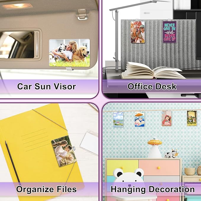HYHOSHI 10 Pack Car Visor Photo Clip for Sublimation Blanks, Acrylic Sublimation Car Picture Photo Frame Blank with Clips for Easy Display, Suitable for Adding Family or Personal Photos