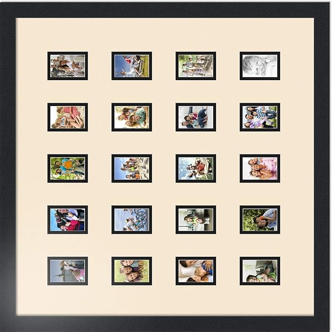 Art to Frames Double-Multimat-398-825/89-FRBW26079 Collage Photo Frame Double Mat with 20-2x3 Openings and Satin Black Frame