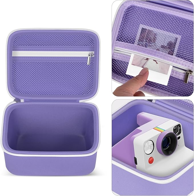 Portable Carrying Case Compatible with Polaroid Now 2nd/ for 3rd Generation I-Type Instant Camera/for Now/for Now+/ for OneStep 2 VF/for OneStep+ Instant Film with Mesh Pocket (Purple)
