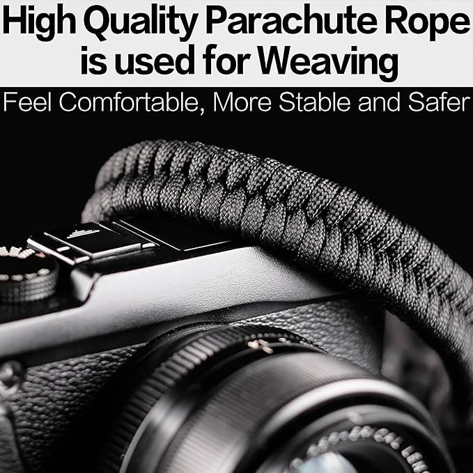 Qiang Ni Camera Wrist Strap - Paracord Quick Release Camera Hand Strap Wrist Lanyard for DSLR or Mirrorless Camera - Black