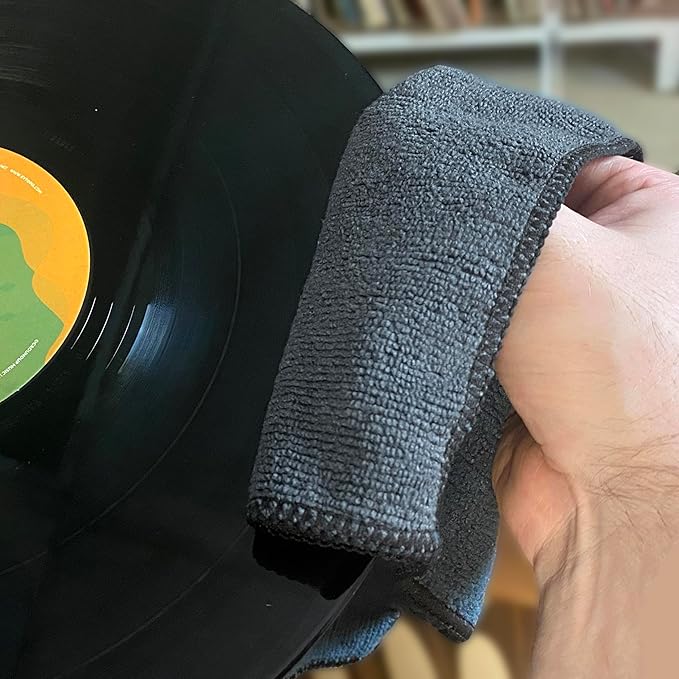 GrooveWasher Microfiber Cleaning Cloth for Vinyl Records - 12" x 12" (Pack of 3) - Premium Quality, Extra Soft, Pre-Washed, Absorbent for Use with Record Cleaning Solution and Removing Dust