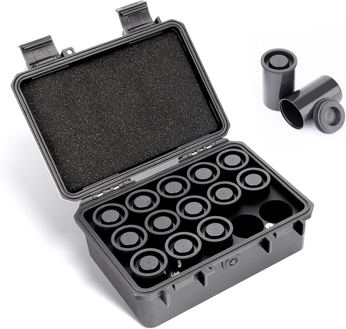 JJC Heavy Duty 35mm Film Case for 15 Rolls of 35mm Films, IP67 Waterproof and Light-Sealed 135 Film Container with Free Canister (No Film Rolls Included)