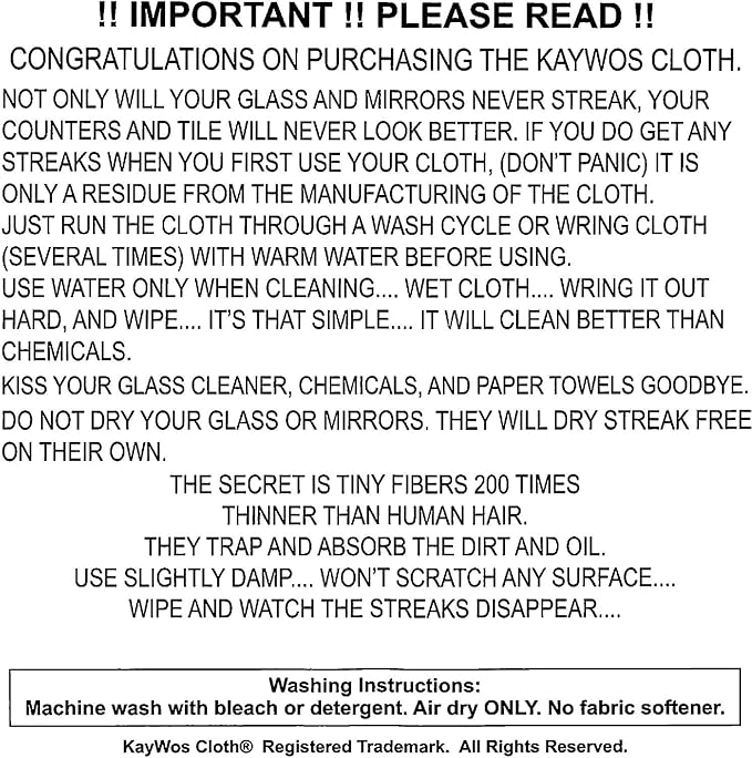 Zezo Fiber Miracle Cleaning and Polishing Cloth By Kaywos (5 count (pack of 1))
