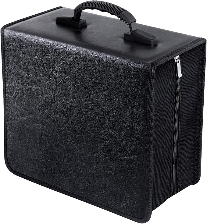 Siveit CD/DVD Case Binder - 400 Capacity Disc Storage Holder, Black PU Binder