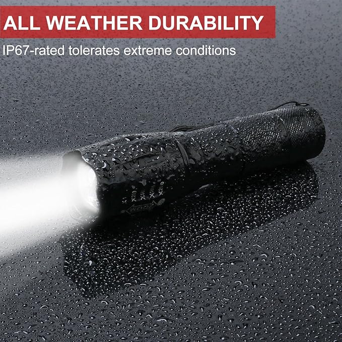 COSOOS 2 Tactical Flashlights with Holsters, Bright LED Flashlight High Lumen, 5 Mode Portable Zoomable Waterproof Flash Light for Hiking, Outdoor Camping Gear Essential, No AAA Battery