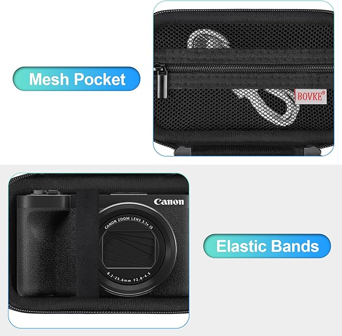 BOVKE Travel Case for Canon PowerShot V1 Hybrid Digital Camera, Canon V1 Video Vlogging Protective Storage Holder Bag with Extra Space for Cables, Battery, SD Cards, Black