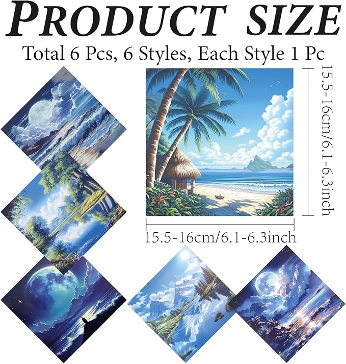 CREATCABIN 6 Packs Microfiber Cleaning Cloth Scenery Design Microfiber Cloth Soft Multi-Color Glasses Cleaner Wipes Cloth for Reusable Eyeglasses Camera Cell Phone Screens Glasses 6 x 6 Inch