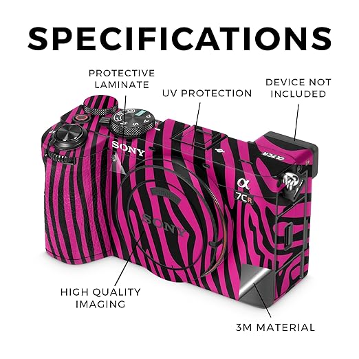 Camera Skin Compatible with Sony Alpha 7CR Camera (2023) - Pink Zebra - Premium 3M Vinyl Protective Wrap Decal Cover - Easy to Apply | Crafted in The USA by MightySkins