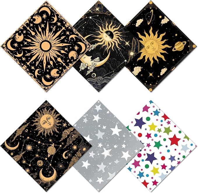 CREATCABIN 6 Pcs Sun Moon Glasses Cleaning Cloth Microfiber Cloth Soft Multicolor Cleaner Sunglasses Reusable Thicken Wipes Clothes for Eyeglasses Camera Cell Phone Lens Screens Glasses 6 x 6 Inch