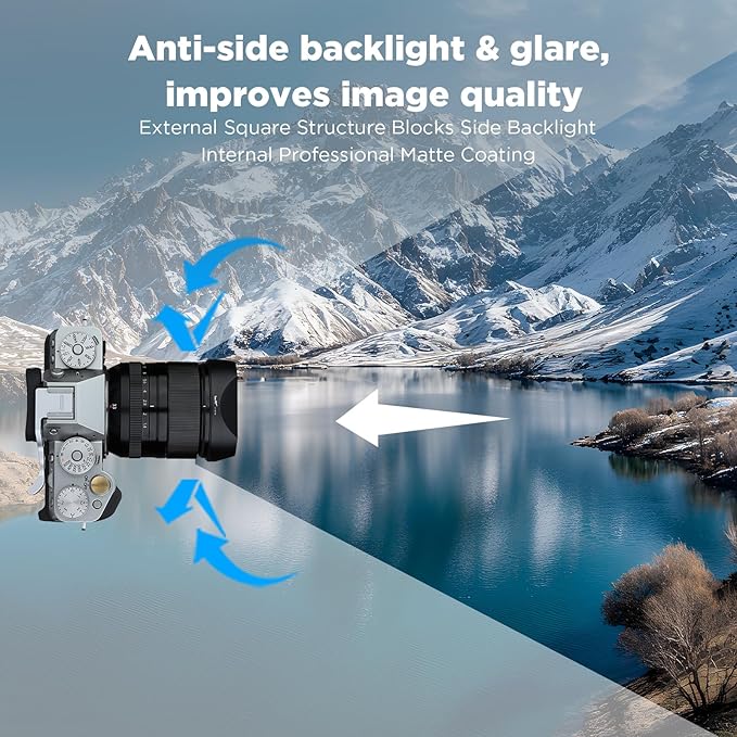 Haoge Lens Hood Metal Square Bayonet for Fujinon XF16-50mm F2.8-4.8 R LM WR,Fujifilm XF33mm F1.4 R WR Lens, Fuji XF 33mm f/1.4 R LM WR on Fuji XT50 X-T5 Camera,with Metal Front Cap