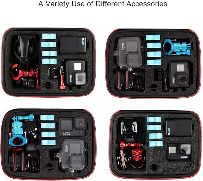HSU Middle Protective Carrying Case for GoPro Hero 13, 12, 11, 10, 9, 8, 7, 6, 5, 4 Black and Accessories, Compact and Safe Action Camera Travel Storage Solution for Adventurers