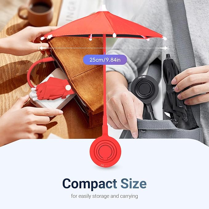 UPF 45+ Magnetic Phone Umbrella,Phone Umbrella for Sun with Black Anti-UV Coating,Upgrade UV Protection Cellphone Sunshade for iPhone 17/Air/16/15/14/Android/iPad/Kindle Outdoor Tanning Anti-Heating - RED