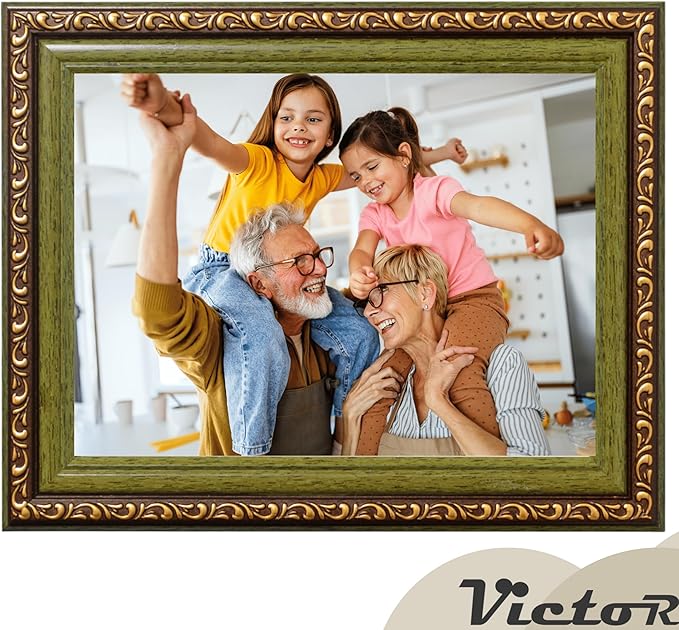 VictoR Picture Frame Chagall 6x8 Brown Green - Vintage Picture Frames with Shutterproof Acrylic Glass - 6 x 8 Photo Frame - Brown Picture Frames - Antique
