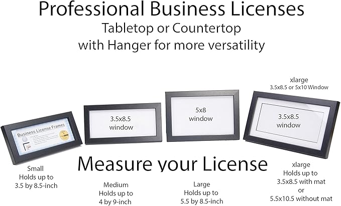 Creative Picture Frames 4-6X11Ss-B Stainless Steel Business License Certificate Frames For Professionals 3.5 By 8.5 Inch Self