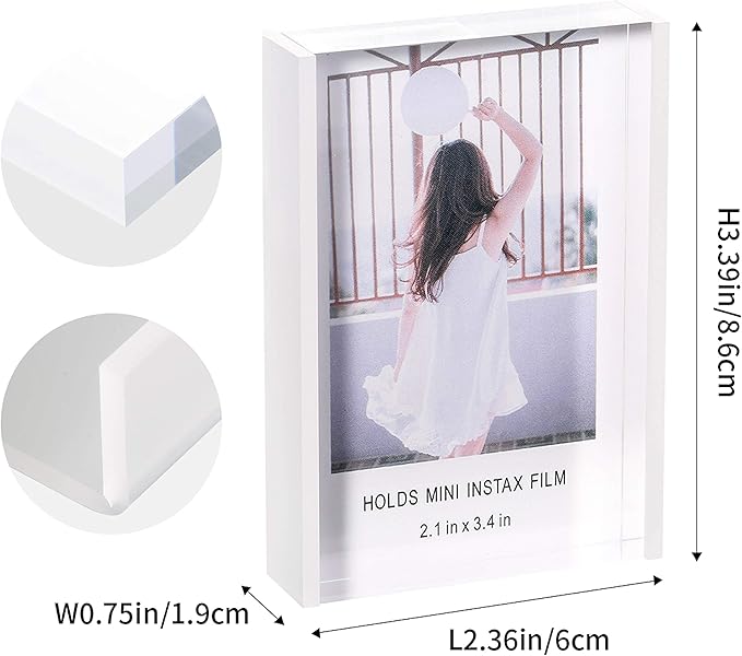 Instax Mini Film Picture Frame 2x3 for Fujifilm & Polaroid - Acrylic Display Holder (3 Pack)