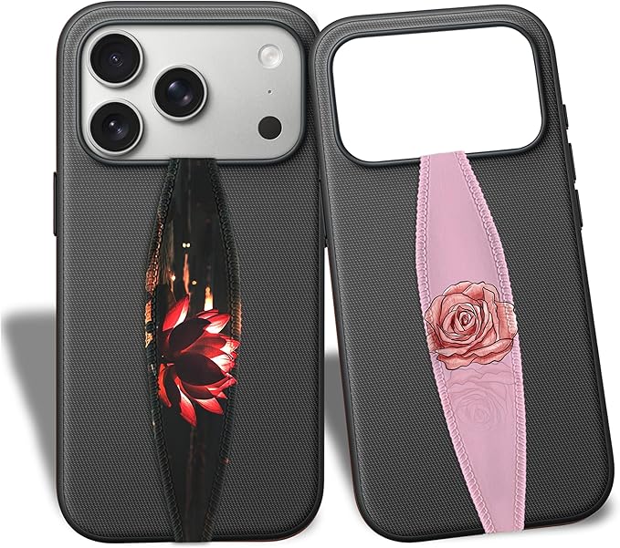 Switchbands Universal Phone Grip Strap Pack of 2, Wireless Charging Compatible, Reversible & Customizable Slim Anti-Drop Phone Grip Holder for iPhone, Samsung & Other Phone Cases - Dahlia Icon
