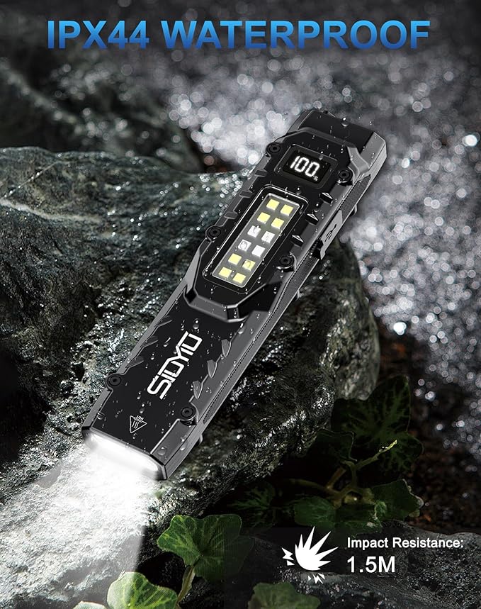 1500 Lumens EDC Flashlight, LED Small Flashlight Ultra-Slim Flat Shape Type-C Rechargeable, Mini Flashlights IPX4 Waterproof, Pocket Clip Tactical Flashlights for Camping, Emergency