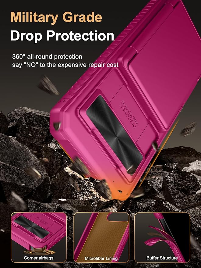 Vihibii for Google Pixel 9a Wallet Case with Card Holder (4 Cards), [RFID Blocking] & Slide Camera Lens Cover & Raised Edges Protect Screen, Shockproof Case for Google Pixel 9a 2025, Hot Pink