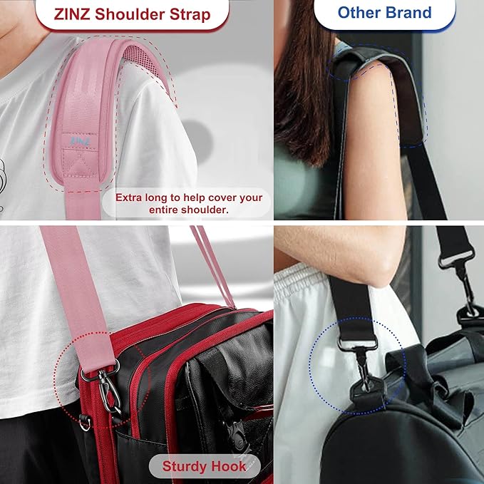ZINZ 75" Shoulder Strap with Fixed Pad and Dual Balanced Buckles，Pink
