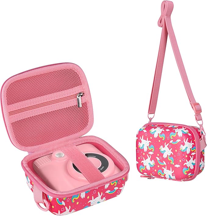 Leayjeen Kids Camera Case Compatible with ESOXOFFORE/Dylanto/GKTZ/HiMont/CAMCLID Kids Camera Instant Print for Christmas Gifts and Birthday Gifts for Kids 3-12 Years Old - Pink Unicorn (Case Only)