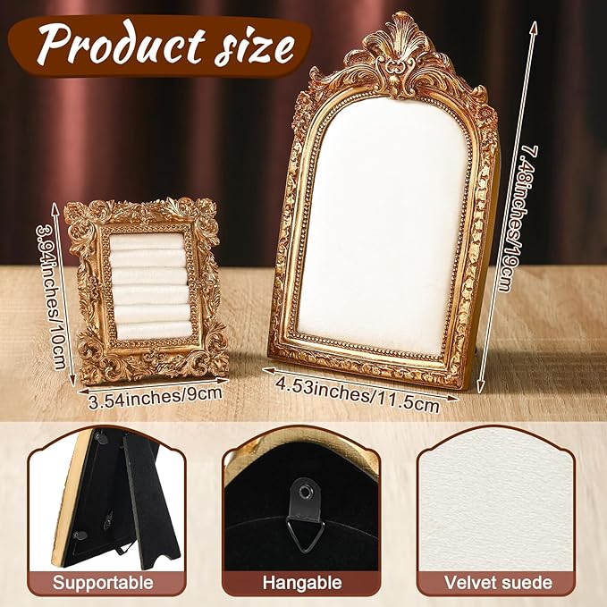 2 Pcs Vintage Ring Holder Jewelry Display Stand for Vendors Necklace Jewelry Organizer with Velvet Backing for Women Engagement Wedding Anniversary(Classic,White)