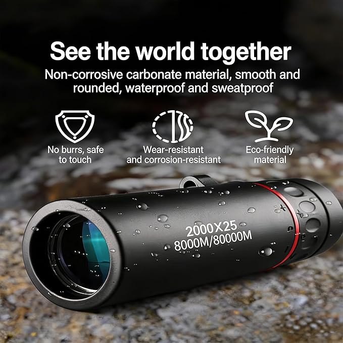 Mini Monocular Telescope, 25X High Definition HD with Multilayer Coating, Waterproof & Compact Design for Adults & Kids, for Hiking, Bird Watching, Concert, Travel and Outdoor Observation