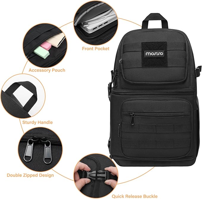 MOSISO Camera Sling Bag,DSLR/SLR/Mirrorless Tactical Camera Crossbody Bag Case Photography Slingpack with Tripod Holder&Removable Modular Inserts Compatible with Canon/Nikon/Sony/Fuji, Black