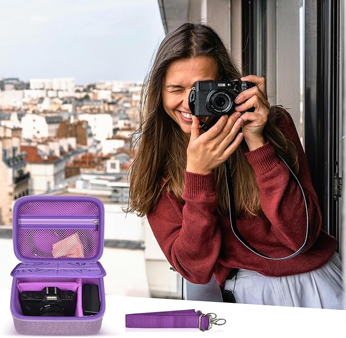 ANKHOH Vlogging Camera Case for Duluvulu/for Zostuic/for YIGLLO/for Gavonde/for Canon/for Kodak Pixpro Digital 4K 5K Camera Carrying Travel Bag for SD Cards, Accessories(Box Only)(Purple)