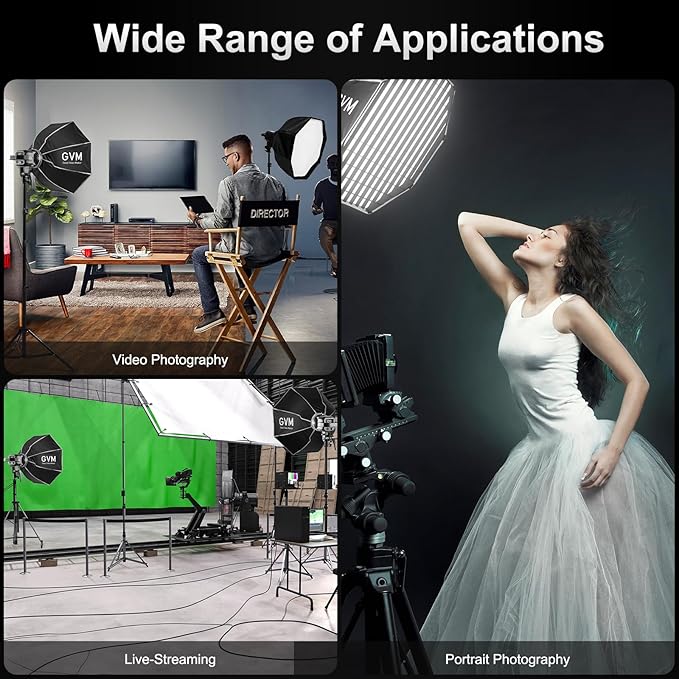 GVM Soft Boxes Lighting, Bowens Mount with Honeycomb Grid, Compatible with P80S/ SD80D/SD80S/GVM-G100W/GVM-PR150R/GVM-PRO-SD200B/GVM-PRO-SD300B and Other Bowens Mount Light, Suitable for studio Photog