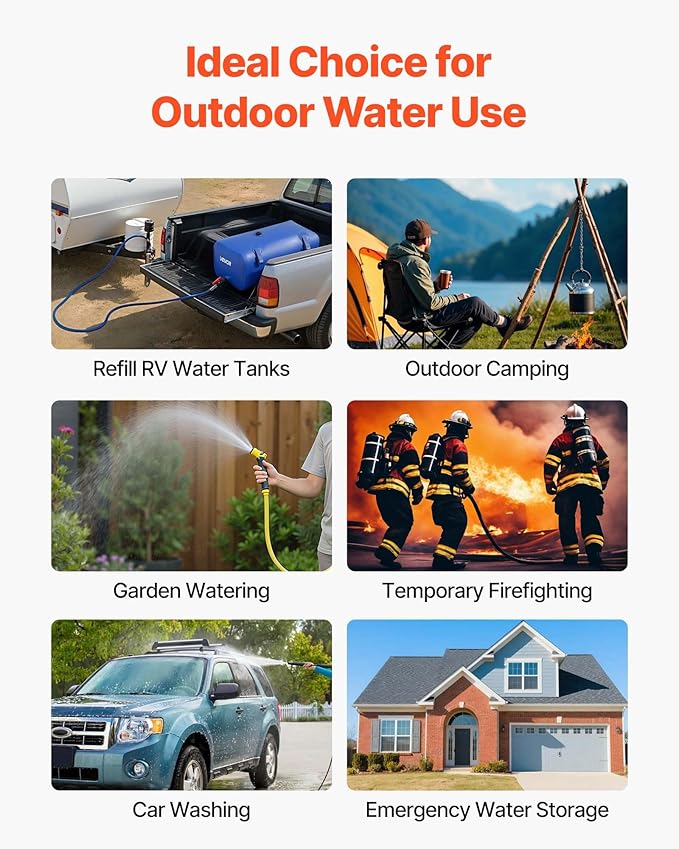 VEVOR Water Storage Bladder 30 Gallon Large Capacity Water Bag, Portable & Collapsible Soft Waters Container, Leakproof & Tear-Resistant PVC Emergency Waters Storage Tank for RV Truck & Outdoor Use