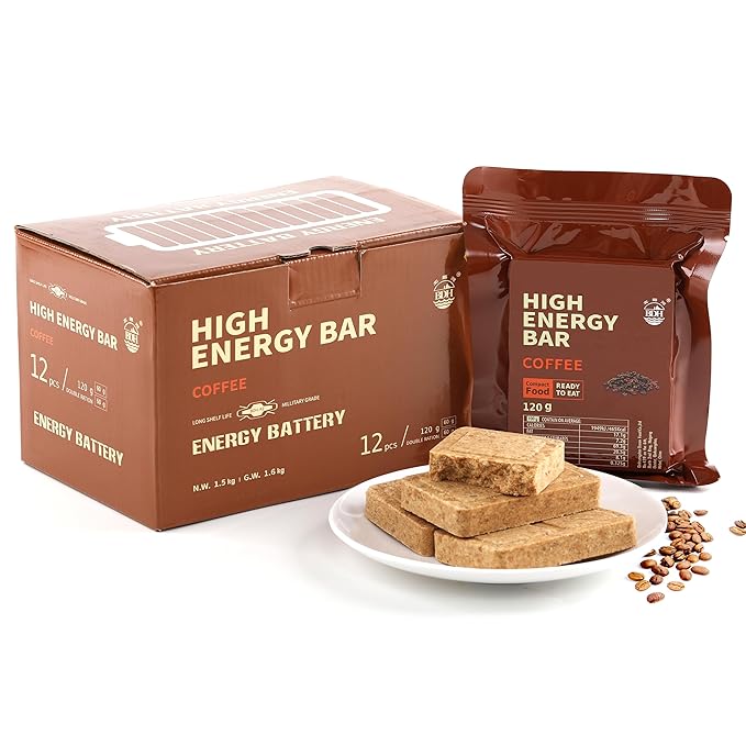 Emergency Food Ration Bars -12 Count Coffee Flavor Compressed Biscuit Survival Tabs, Food Rations Supply for Outdoor Camping Hiking Snowstorm Earthquake Disaster, 20 years Shelf Life
