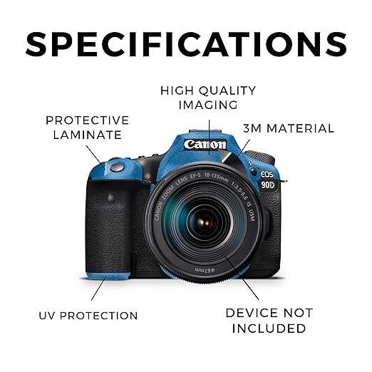 Glossy Glitter Camera Skin Compatible with Canon EOS 90D Camera (2019) - Solid Blue - Premium 3M Vinyl Protective Wrap Decal Cover - Easy to Apply | Crafted in The USA by MightySkins
