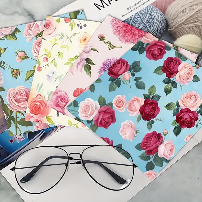 CREATCABIN 6 Pcs Flowers Glasses Cleaning Cloth Microfiber Cloth Soft Multicolor Cleaner Sunglasses Reusable Thicken Wipes for Eyeglasses Camera Cell Phone Lens Screens Glasses Gift 6x6 Inch