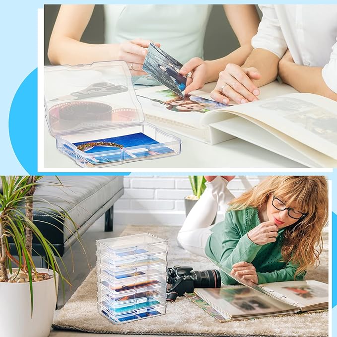 Geelin 30 Pcs Clear Photo Storage Boxes for 4" x 6" Pictures Transparent Photo Case Plastic Photo Organizers and Storage Photo Storage Containers Photo Keeper for Photo Picture Card, 6.7 x 4.7 x 1.2''