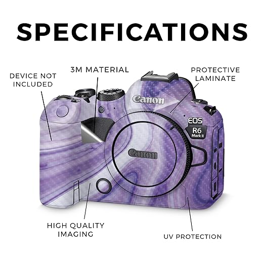 Carbon Fiber Camera Skin Compatible with Canon EOS R6 Mark II Camera (2022) - Lavendar Acrylic - Premium 3M Vinyl Protective Wrap Decal Cover - Easy to Apply | Crafted in The USA by MightySkins