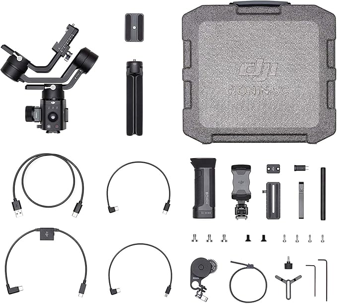 DJI Ronin-SC Pro Combo - Camera Stabilizer 3-Axis Gimbal Handheld for Mirrorless Cameras up to 4.4 lbs / 2kg Payload for Sony Panasonic Lumix Nikon Canon with Focus Wheel, Black