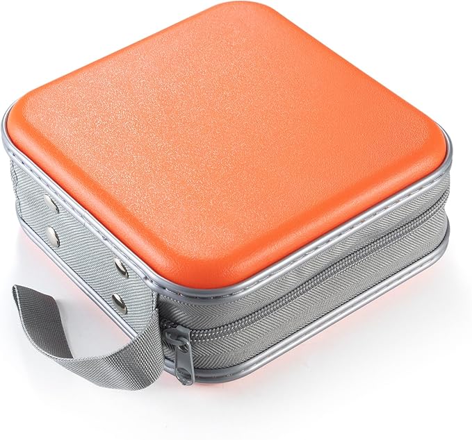 alavisxf xx 48 Capacity Hard Plastic DVD Case Portable Zipper CD Case Holder Large Storage Disc Wallet Bag for Car Home Travel (Orange)