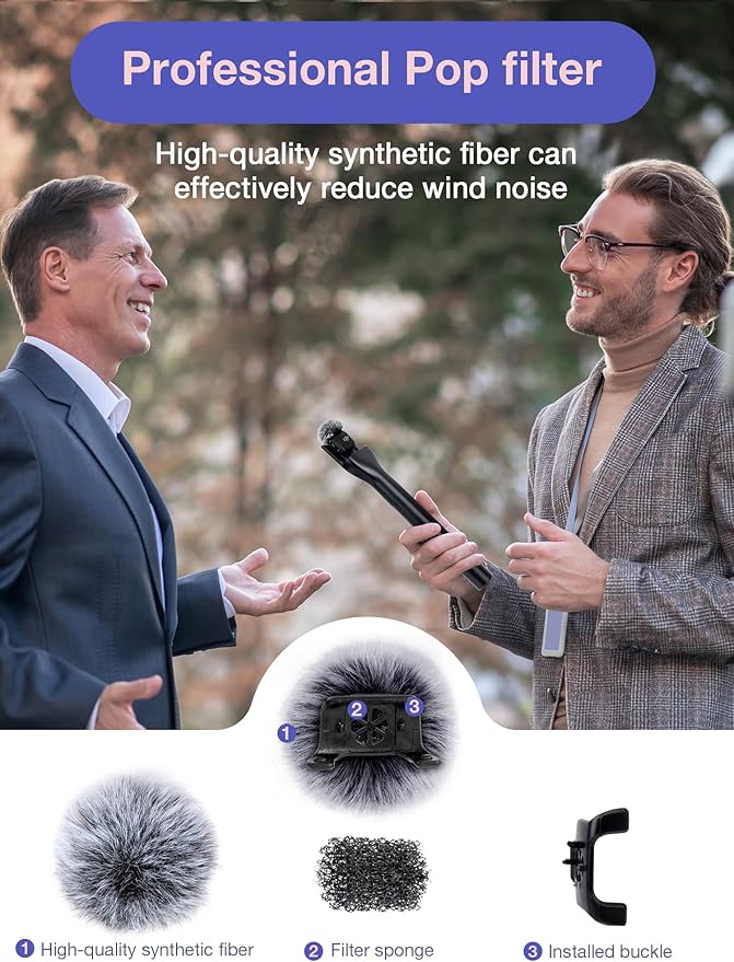 YOUSHARES Microphone Wind Muff Compatible with DJI Mic Mini - 2 Packs Furry Windproof Cover Suitable for DJI MINI 2024 Wireless to Reduce Wind Noise