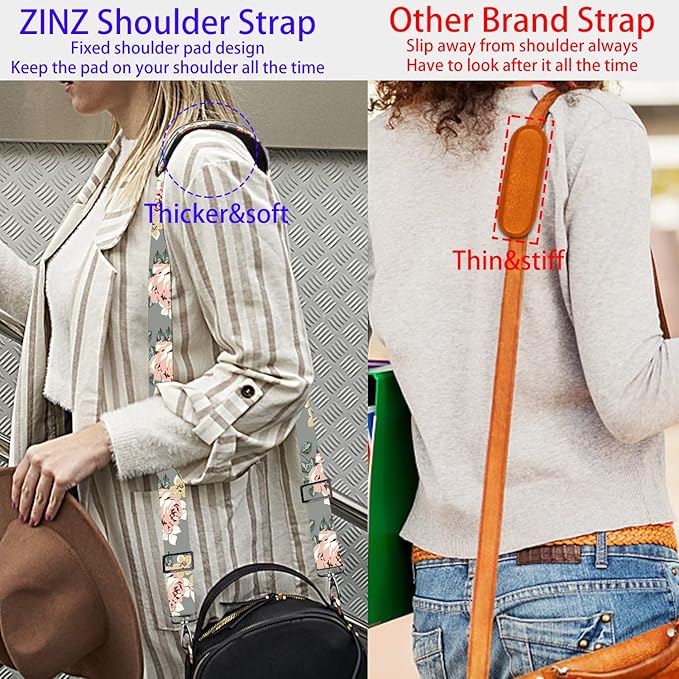 ZINZ Shoulder Strap 58" Ultra-Thick Fixed Padded and Adjustable Buckles Crossbody Strap for Briefcase Laptop Bag Luggage