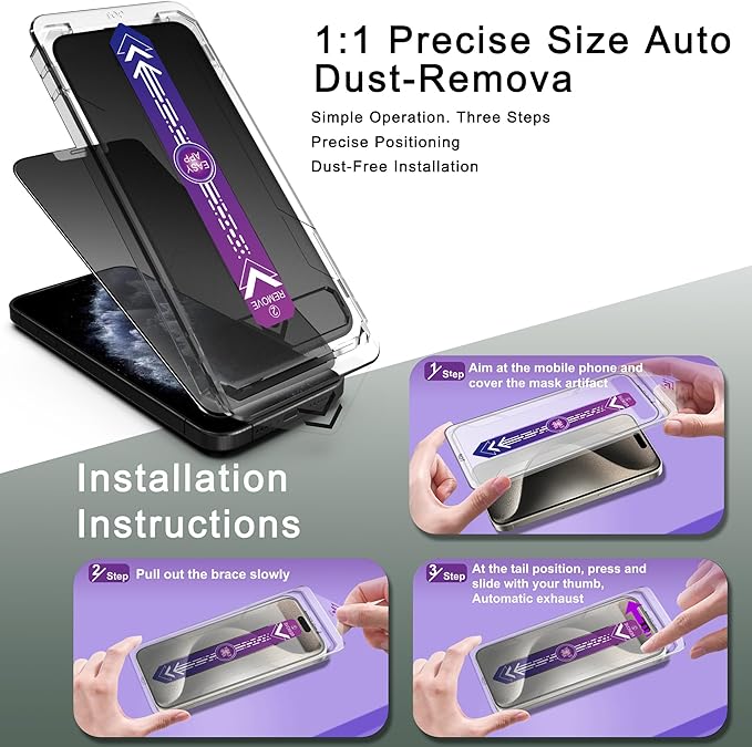 SHANG PIN JIA 2 Pack Matte Privacy Screen Protector for iPhone 11 Pro Max and iPhon XS MAX 6.5-Inch Auto Dust Removal, No Bubbles,Anti-Spy Tempered Glass Film, Easy Installation