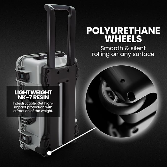 NANUK 935 Hard Case – Waterproof Equipment Case with Wheels, 22” x 14” x 9” – Dustproof and Impact Resistant, Airline Carry-On Approved – Silver