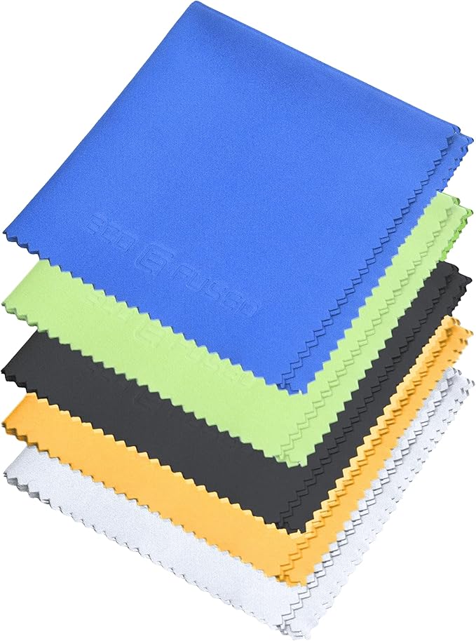 Eco-Fused Microfiber Cleaning Cloth - 8 x 8 Inch Microfiber Cloth - Pack of 5 Lens Cleaning Wipes - Cleaning Cloth for Glasses, Eyeglasses, Camera Lens & Phones