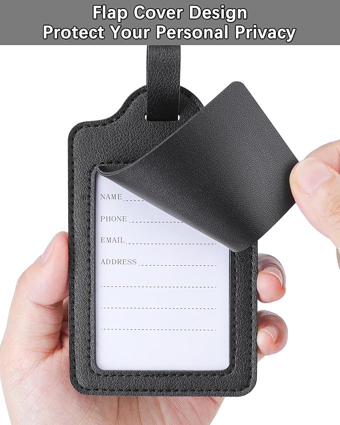 Teskyer Luggage Tags, Thick & Durable, Easy to Identify, Privacy Protection, TSA Approved Travel Essentials Suitcase Tags - 2 Pack, Black