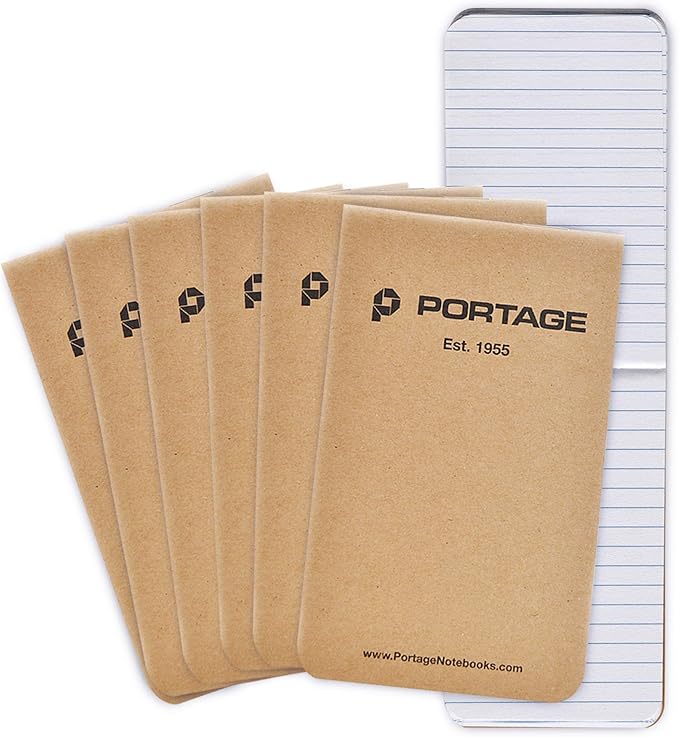 Portage Field Notebook Tactical Sized Pocket Notepad - Top Bound Notebook with Lined Paper Lies Flat in Pocket - 2.8" x 4.6" - 64 Pages (3 Pack) (6 Pack, Tactical)