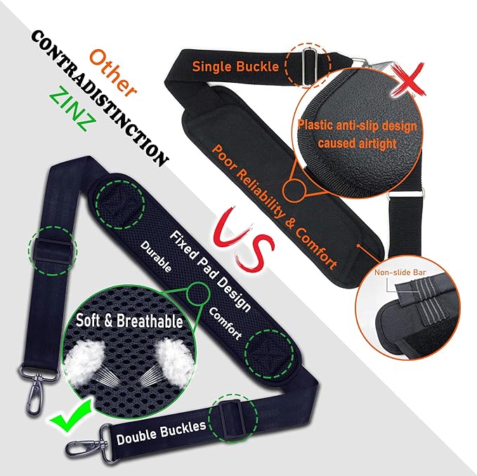ZINZ Bag Shoulder Strap, Padded Adjustable Shoulder Strap Replacement