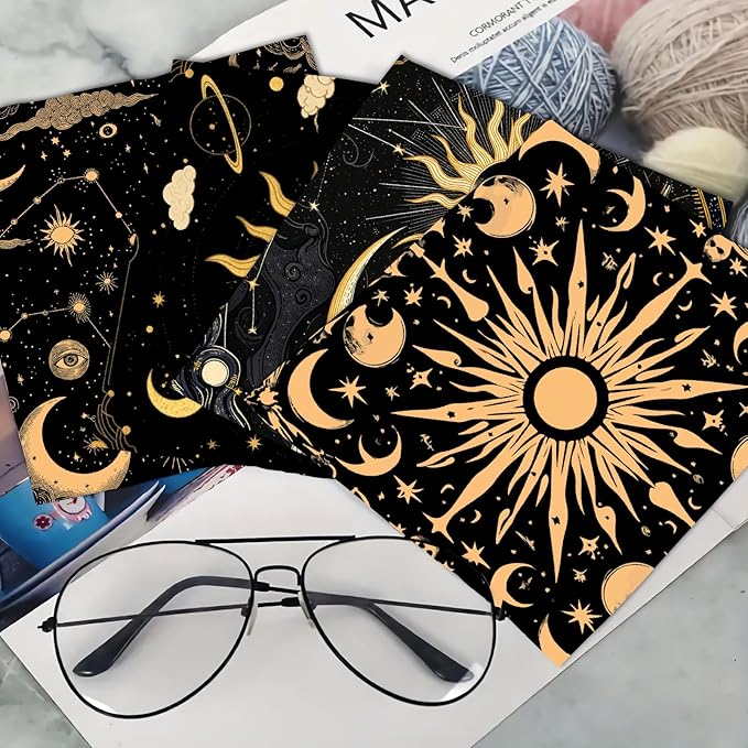 CREATCABIN 6 Pcs Sun Moon Glasses Cleaning Cloth Microfiber Cloth Soft Multicolor Cleaner Sunglasses Reusable Thicken Wipes Clothes for Eyeglasses Camera Cell Phone Lens Screens Glasses 6 x 6 Inch