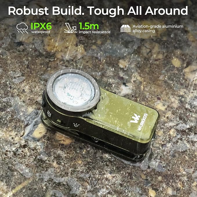 Wurkkos HD03 EDC Flashlight Rechargeable Clip-on Light, 680Lumens Mini Pocket Flashlight with RGB, Magnetic Small Flat Flashlight for Camping, Repairing, Signaling, Cycling (Green)