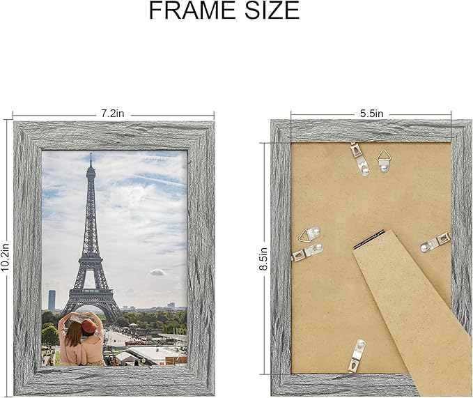 5.5 x 8.5 Diploma Frame Set of 4, Made of Real Glass and Grey Frame, 5.5 by 8.5 Photo for Wall or Tabletop