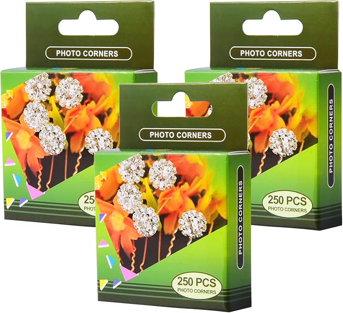 Clear Self-Adhesive Photo Corners Picture Mounting Corner Stickers for DIY Album Scrapbook, 250 Pieces/Pack (3 Pack)
